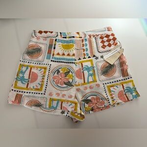 Tropical Mid-Waist Colorful Pattern Shorts